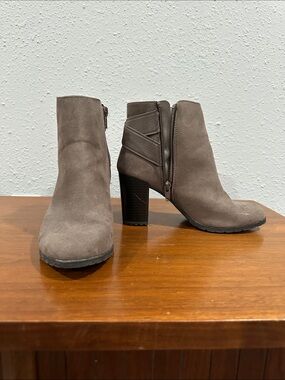a new day Taupe Suede Ankle Boots with Block Heel